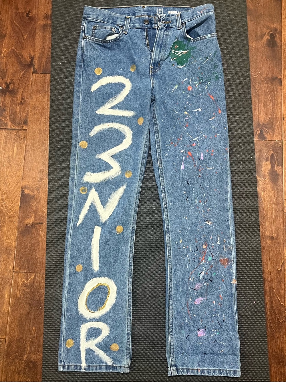 George Blue Denim Jeans with Paint-Splatter Detail